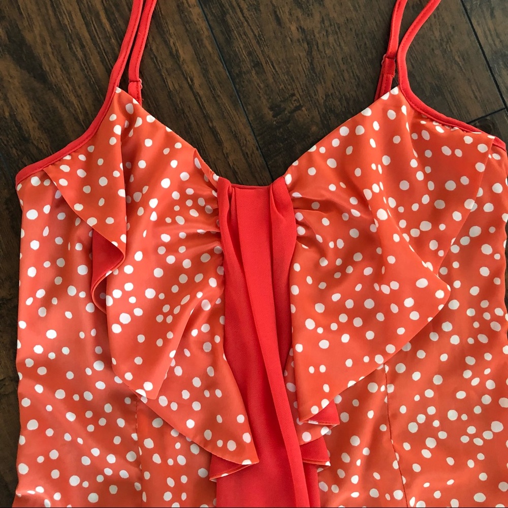 Esley - Red/Orange Polka Dot Midi - Size S - Picture 2 of 6